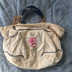 Juicy Couture Beige Tote with Gold Chain